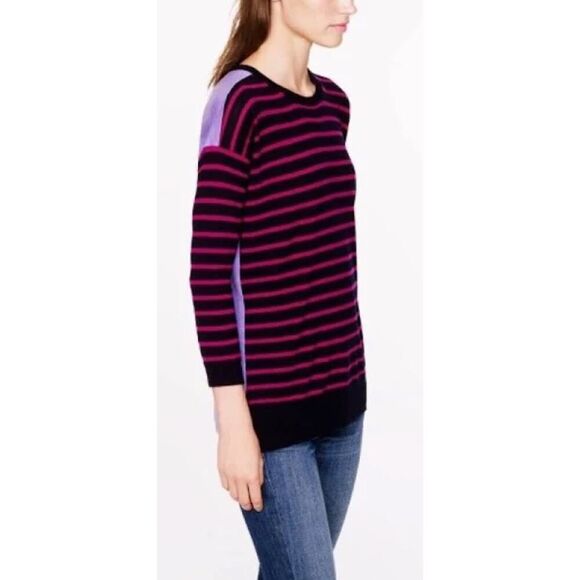 J. Crew Merino Wool Color-block Striped Sweater (Light Purple Back) - Picture 3 of 3